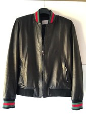 Originale GUCCI Lederjacke Bomberjacke schwarz Gr.L-M Webstreifen neuwertig !