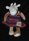 Peluche doudou vache MOULIN ROTY la grande famille robe tricot 30 cm TTBE