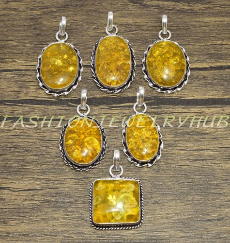 Baltic Amber Gemstone Pendant Wholesale 5pcs Lots Handmade Ethnic Jewelry - Picture 6 of 6