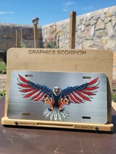 American Flag Eagle Aluminum Custom License Plate - Custom Car Tag - 