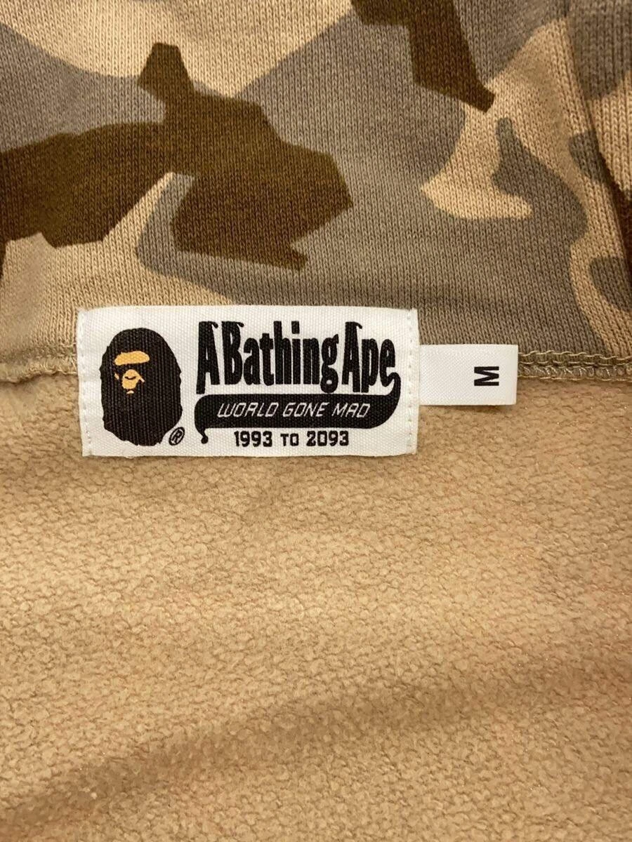 A BATHING APE (BAPE) Felpa con cappuccio e zip mimetica BAPE A Bathing Ape M cotone cammello #ED AZA