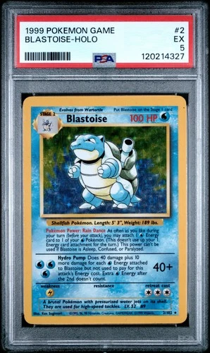1999 POKEMON BASE SET UNLIMITED #2 BLASTOISE-HOLO PSA 5