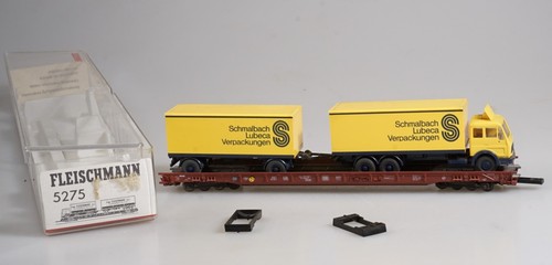 (9683) - Fleischmann 5275 - Niederflurwagen mit Wiking LKW Schmalbach OVP | Condition: Gebraucht
