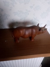 Wooden African Rhino Hand Carved Vintage
