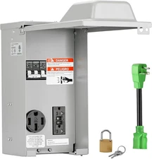 RVGUARD Temporary Power Outlet Panel With Breaker, ETL 20 50 Amp Receptacle