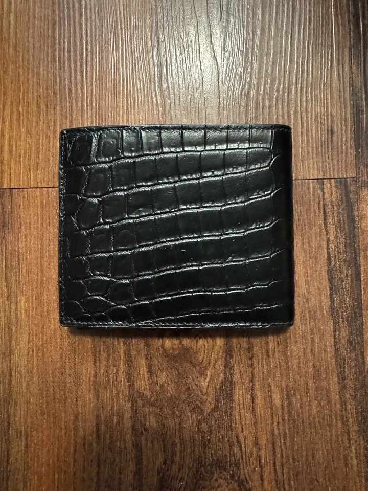 Saint Laurent - Croc Embossed Bifold Wallet Men Black - Image 2 of 4