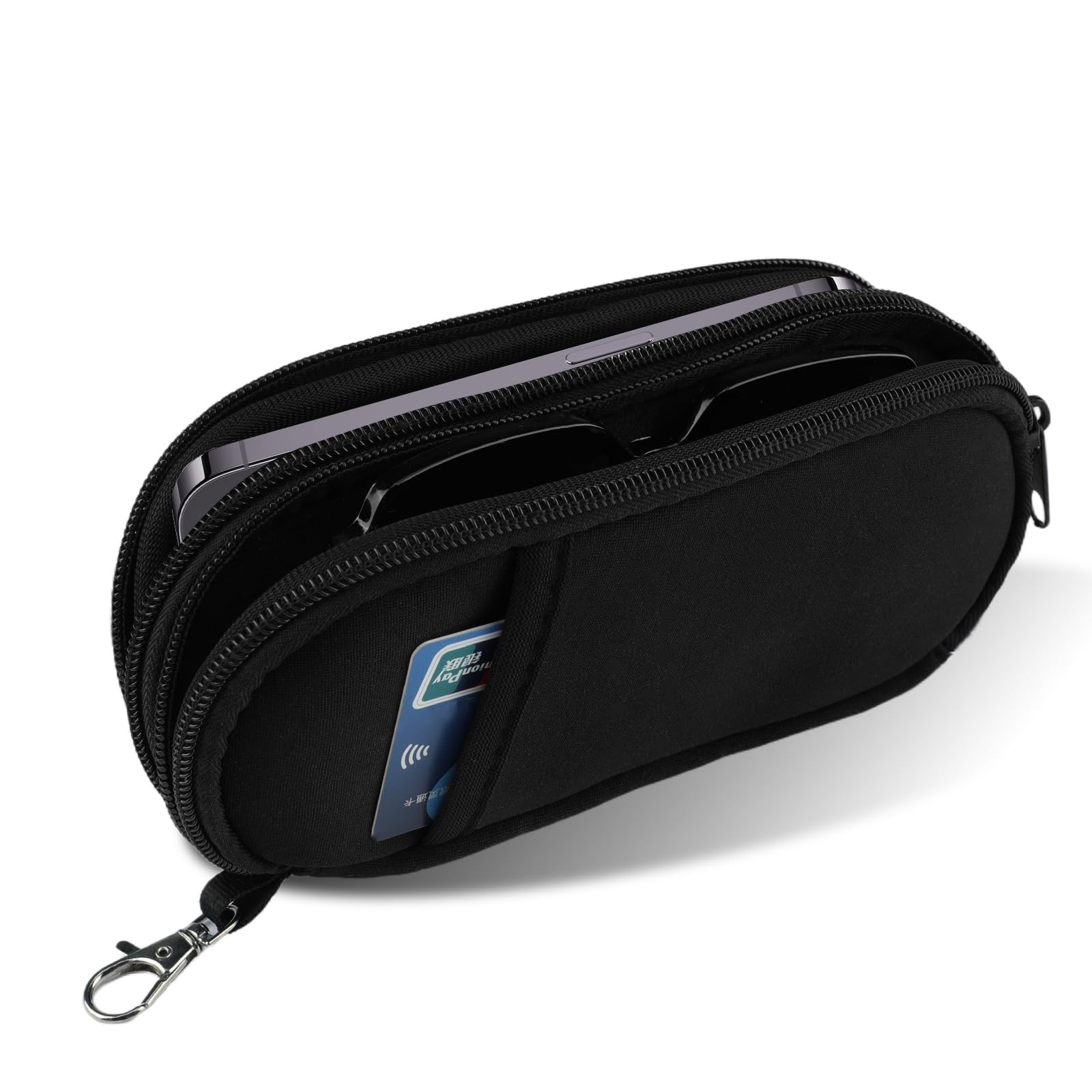 Double sac etui lunette souple antichoc en néoprène étanche avec mousqueton