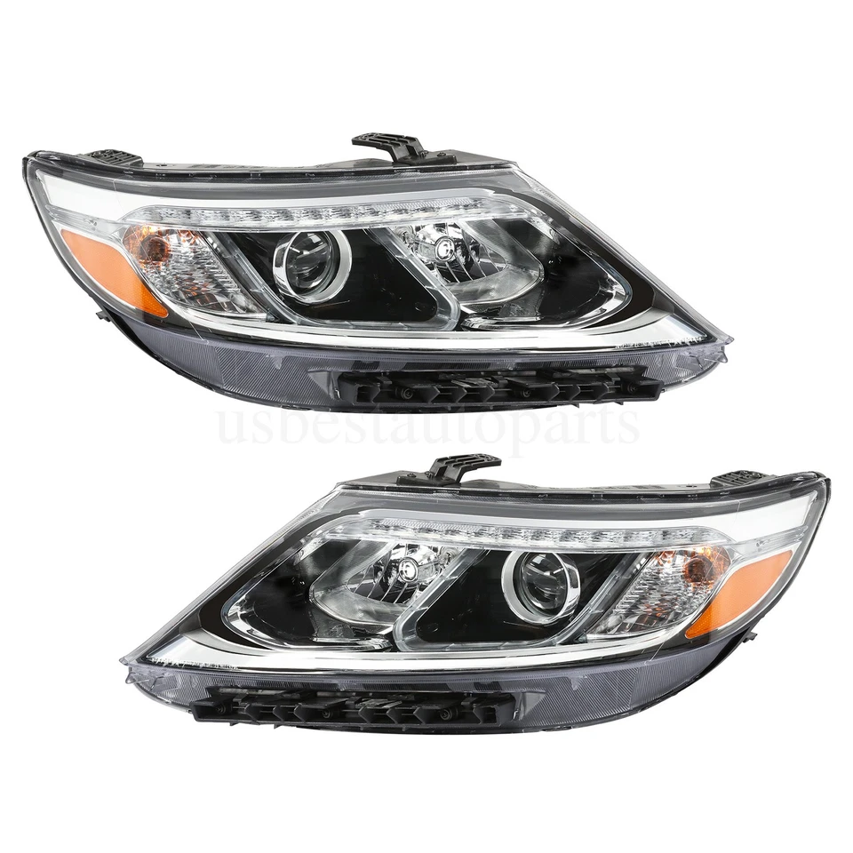Left+Right Headlights For 2014 2015 Kia Sorento LX Halogen Set Pair W/LED DRL - Image 2 of 4