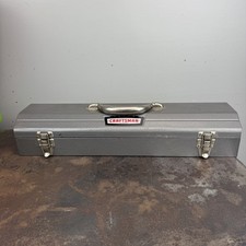 Vtg Craftsman Crown Logo Shallow Metal Tool Box 19.5 X 6 X 3.5