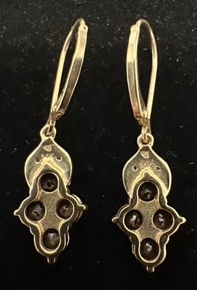 14k Gold Lever Back Earrings Dangle Pink Stones Mark Estate Jewelry 3.30 Grams - Image 2 of 4