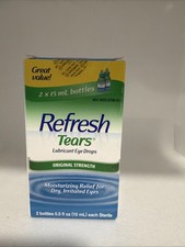 REFRESH Tears Lubricant Eye Drops, 0.5 oz 15 mL 2 Bottles. Exp: 06/2028