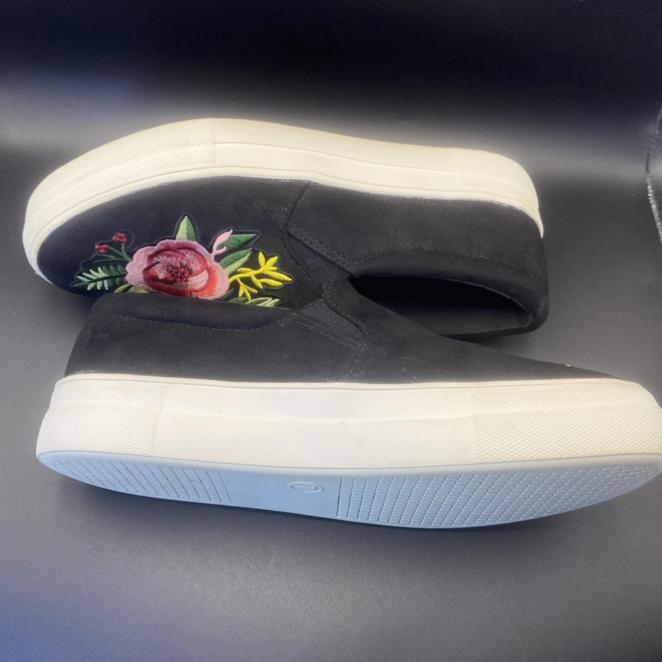 Zapatos Big Buddha para mujer bordados rosa terciopelo negro sin cordones talla 7 Foto 3 de 4