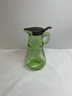 Antique Hazel Atlas Green Uranium Depression Glass Syrup Pitcher w/ Lid 6" Tall