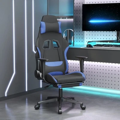 Chaise de Jeu avec Repose-pied Noir et Vert Clair Fauteuil Siège Bureau vidaXL - Photo 1/3