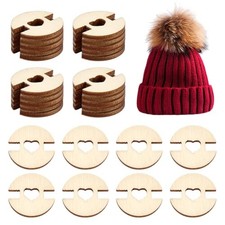 120Pcs Pom Poms Buttons for Hats 1-Hole Wood Pompoms Buttons Round BurlyWood