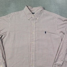 Polo Ralph Lauren Shirt Mens Large Red Blue Check Classic Fit Button Down Pony
