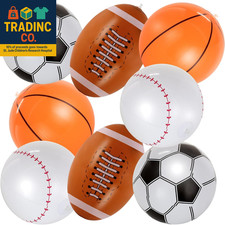 8 Pcs Giant Inflatable Sports Balls,16 Inch Blow up Footballs Soccer Basketball