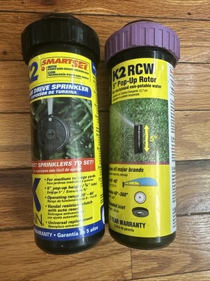 Lot of 2 K Rain K2 RCW 5 in. H Adjustable Pop-Up Rotor & K2 Smart Set Sprinkler