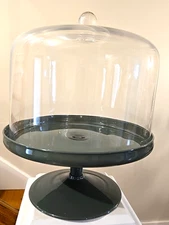 Frontgate Colette Glass Pedestal Cake Stand With Dome Poland 10" x 10"
