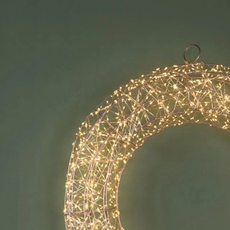Ghirlanda Luminosa Natale BRANDANI 1440 LED Luce Calda Corona Metallo 50 cm, fotografia 2 di 9