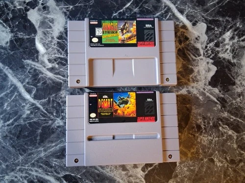 Desert Strike + Jungle Strike SNES Tested Contacts Cleaned