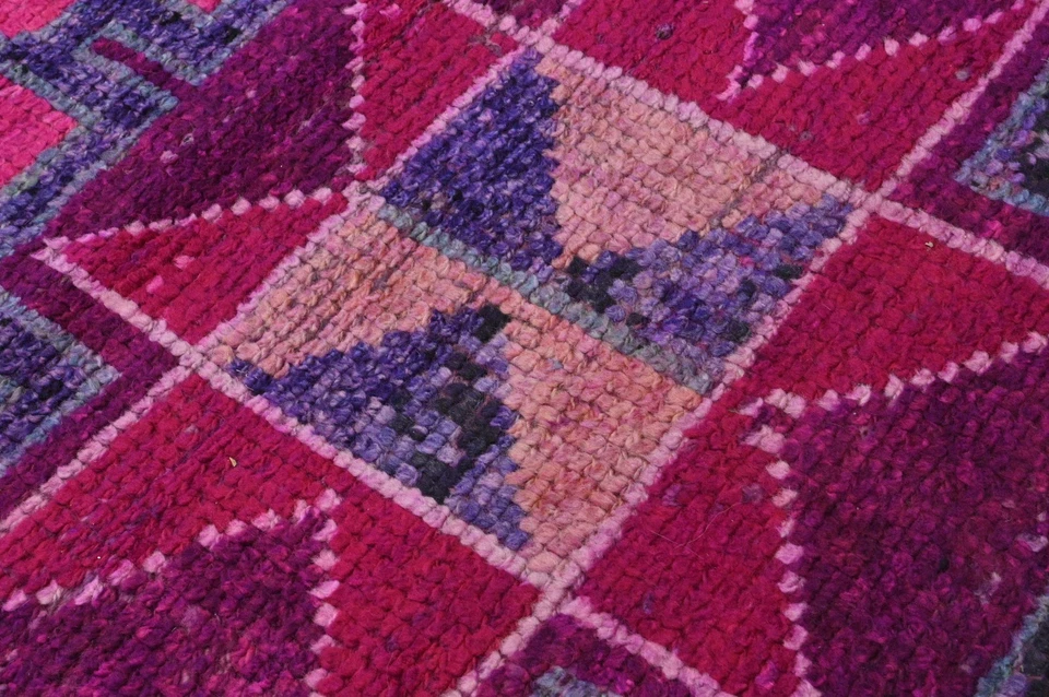 Vintage Turkish Runner Rug 3x9ft Wool Anatolian Handmade Hallway Oushak PINK - Image 4 of 4