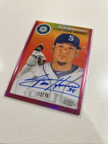 2023 Topps Chrome Platinum Anniversary Pink Autograph CPA-FH 12/15 Fresh Pull - Picture 5 of 11