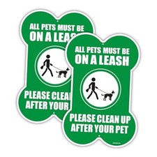 2Pack "All Pets Must Be On A Leash Please Clean Up After Your Pet" Metal Sign