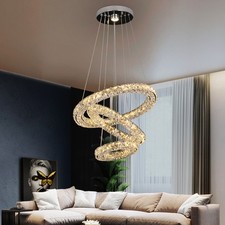 Height Adjustable Triple Face Crystal LED Ceiling Pendant Light Indoor Home Lamp