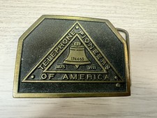 Vintage 1976 Telephone Pioneers of America Brass Belt Buckle - Adezy