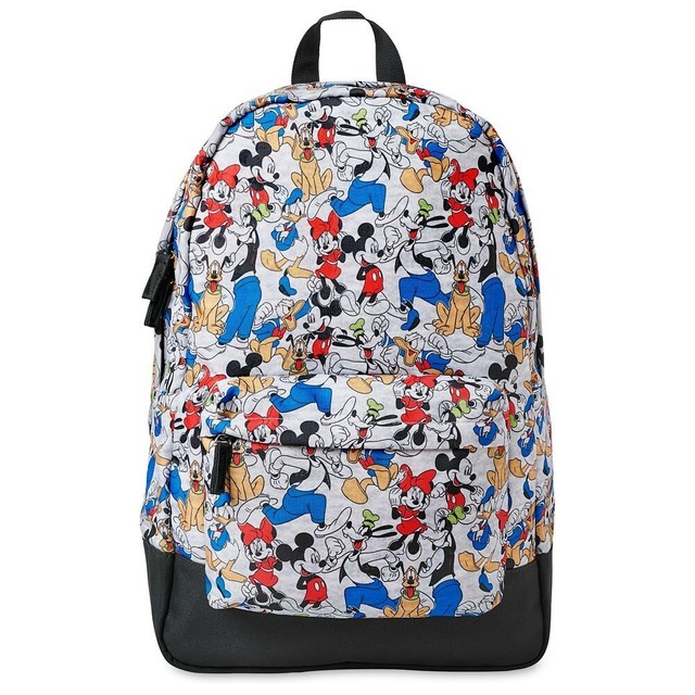 Disney Store Mickey Mouse & Friends Backpack Gray Minnie, Donald, Pluto