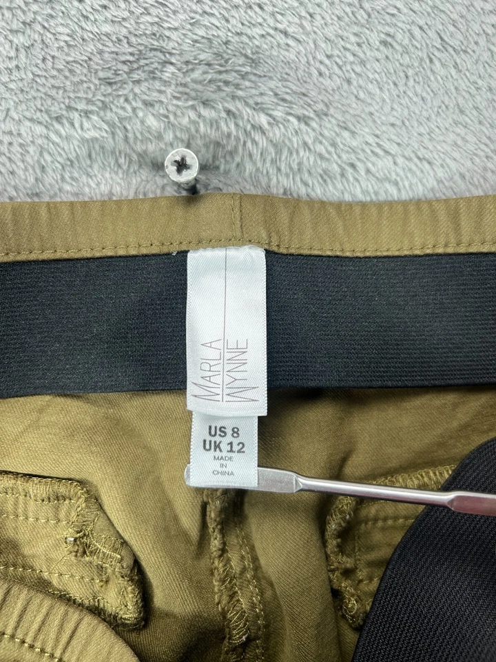 Calça MarlaWynne Feminina 8 Tornozelo Verde Exército Cintura Elástica Cônica Cintura Média 28X28 - Imagem 4 de 4