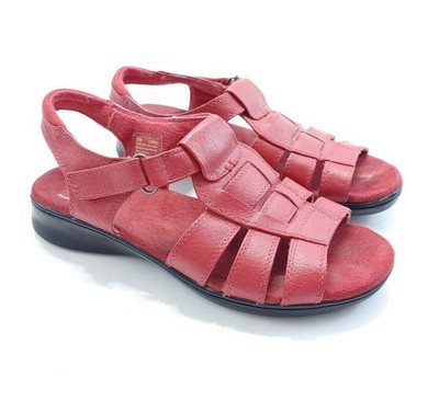 Dr Scholls Womens 7 5 Red Leather Strap Sling Back Comfort Walking