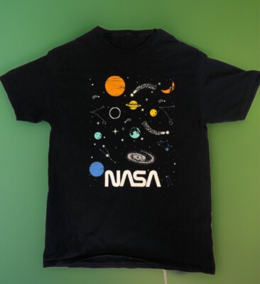 NASA Planets Solar System Celestial Shirt Size XL Black Men s