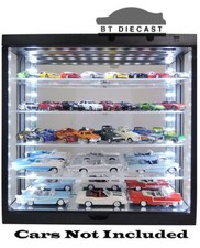 SHOWCASE 1/64 WALL MOUNT 5 TIERS USB POWERED LED with MIRROR BLACK MJ8850 MBK