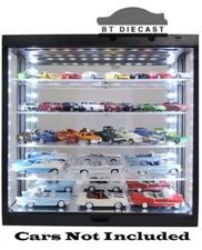 SHOWCASE 1/64 WALL MOUNT 5 TIERS USB POWERED LED with MIRROR BLACK MJ8850 MBK