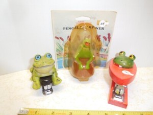 3 Frog Office/School Supply Items ~ 2 Staplers & Kermit Pencil Shapener