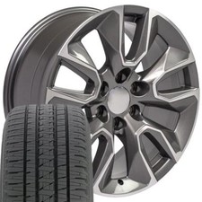 5916 Gunmetal Machined 20x9 Rims Bridgestone Tires Set Fit Gmc Chevy 5916 Gunmetal Machined 20x9 Rims Bridgestone Tires Set Fit Gmc Chevy