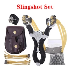 Outdoor Hunting Slingbow Bow Slingshot Powerful Catapult Rubber Band Steel Balls