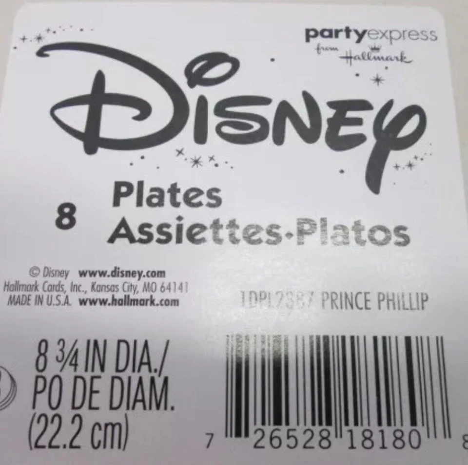 Disney Príncipe Felipe Bella Durmiente Platos de Fiesta Sello Fiesta Express 8" NUEVO Foto 2 de 2