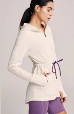 $158 Varley Colby Hoodie Pristine Ivory Zip Drawstring Jacket sz  S