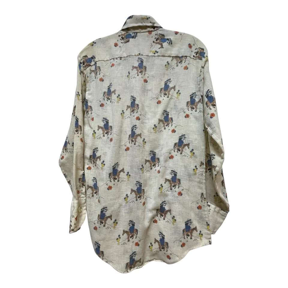 Vintage 70s Disco Western Rockabilly Rare Shirt Witch/Dog Riding Horse Cowboy - Image 3 of 4