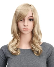 OneDor 18 Inch Full Head Long Curly Premium Japanese Hair Wig with Hair Fringe