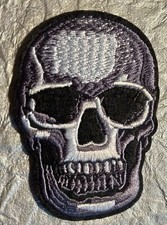 Halloween Classic Black and White SKULL iron on Embroidered PATCH Horror 3 5/8"