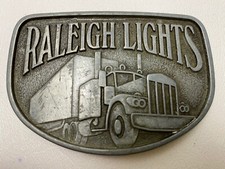 Raleigh Lights Vintage Belt Buckle Trucking Tobacco Cigarettes Advertising