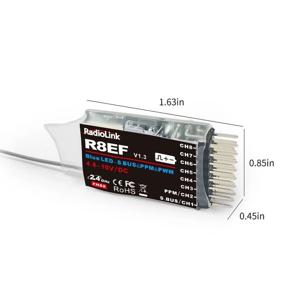 Radiolink R8EF 2.4Ghz 8CH Receiver S-Bus/PPM/PWM Signal for T8FB T8S Transmitter - Image 4 of 4