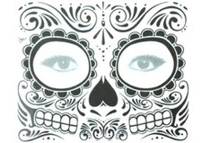 Halloween Skull Day of the Dead Face Temporary Tattoo! Dia De Muertos Sticker
