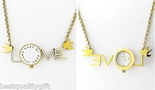 MARC JACOBS GOLD TONE LOVE LETTERS+BIRDS+WHITE,MOP DIAL WATCH NECKLACE MBM7044