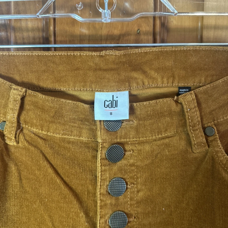 Pantalones ajustados Cabi para mujer 8 óxido micro pana botón mosca elástico Foto 3 de 4