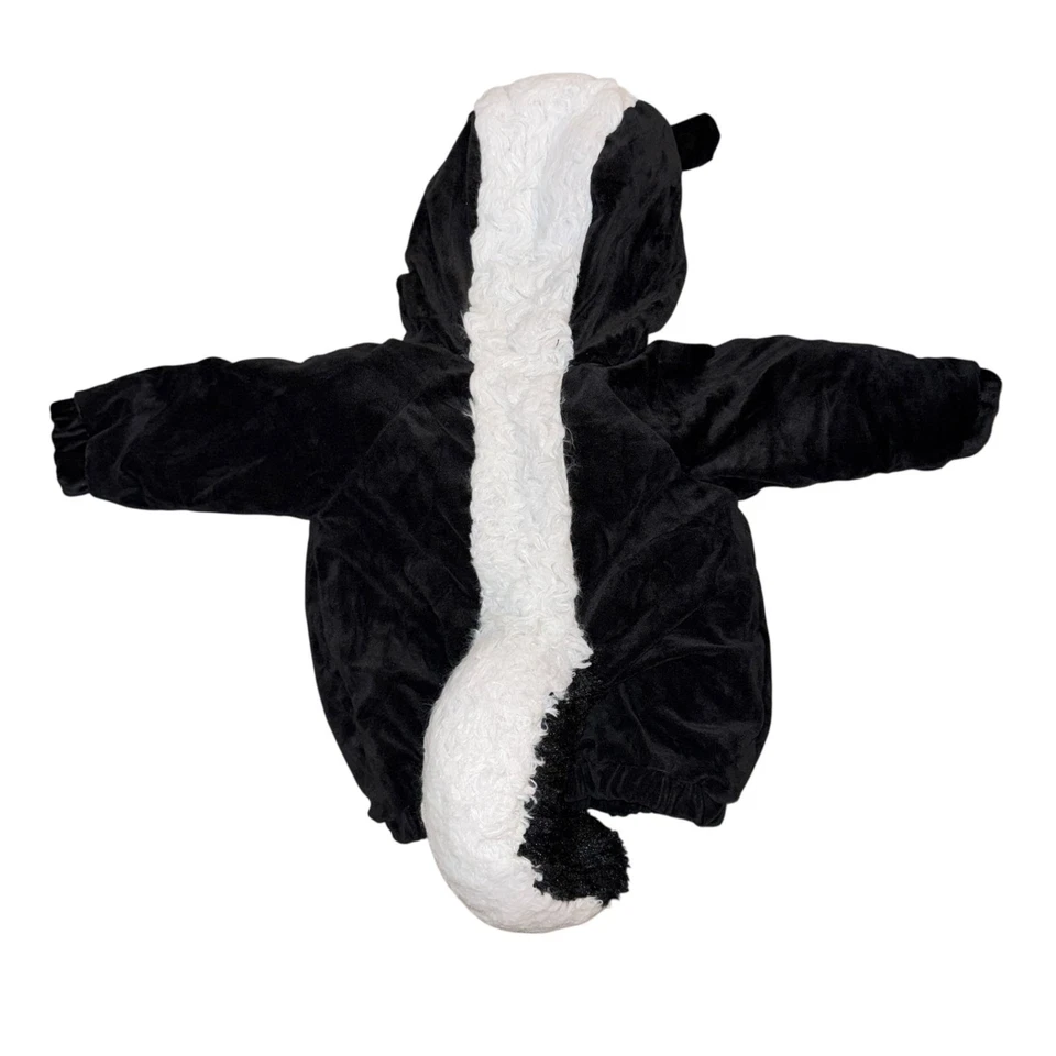 Baby Skunk Costume Unisex Boys Girls 12-18 Months Black White Faux Fur Tail - Image 4 of 4